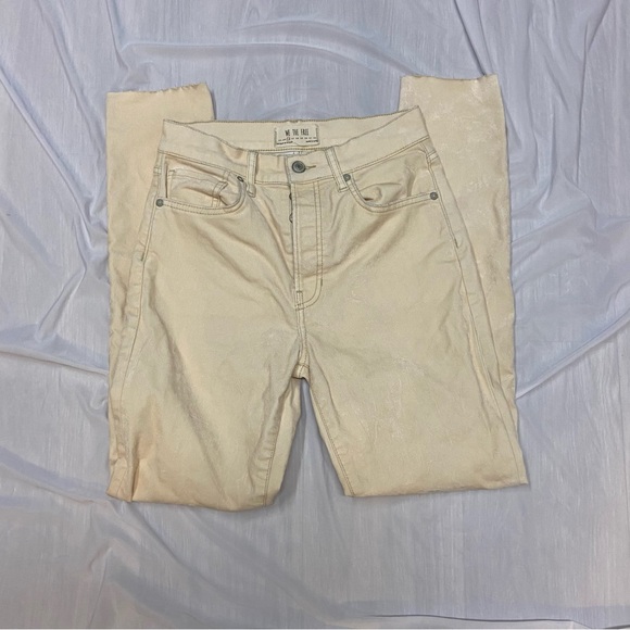 Free People We The Free Ivory Straight Leg Velvet Pants - Picture 1 of 5